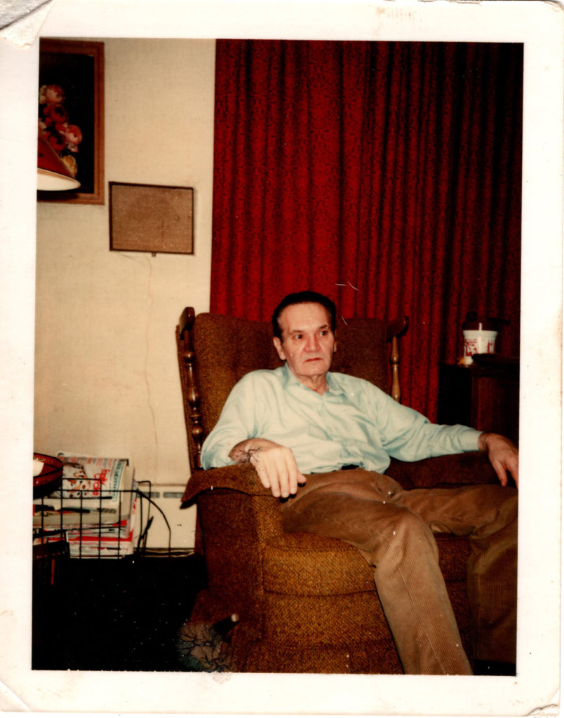 Photo of Robert Meredith White in his chair, 1975